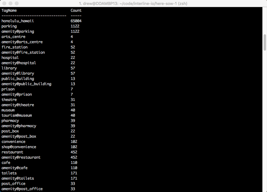 output of here xyz describe command